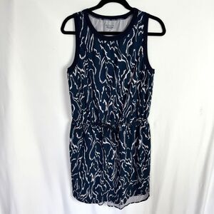 Athleta Athletic Dress Size Medium Blue/White Sleeveless Tennis Drawstring Waist
